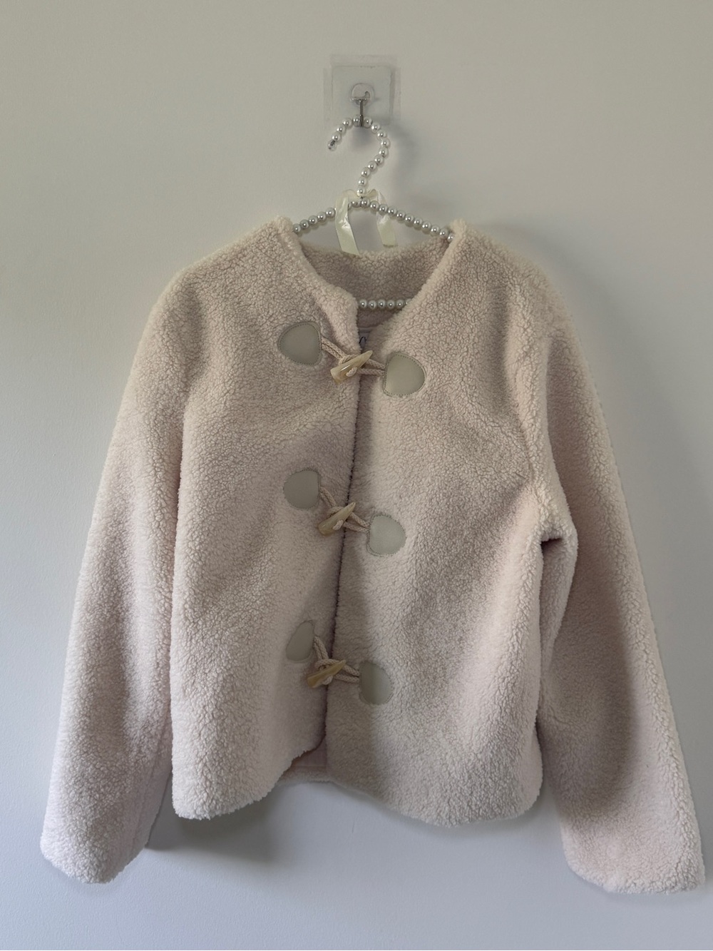 Stitch & Feather Cream Sherpa Toggle Jacket